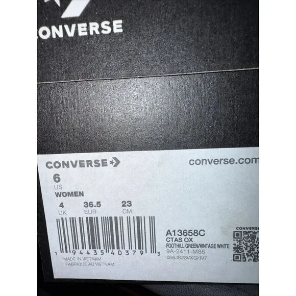 Converse Chuck Taylor All Star Rose Cross Stitch Sneakers Green A13658C Size 6 - Picture 8 of 8
